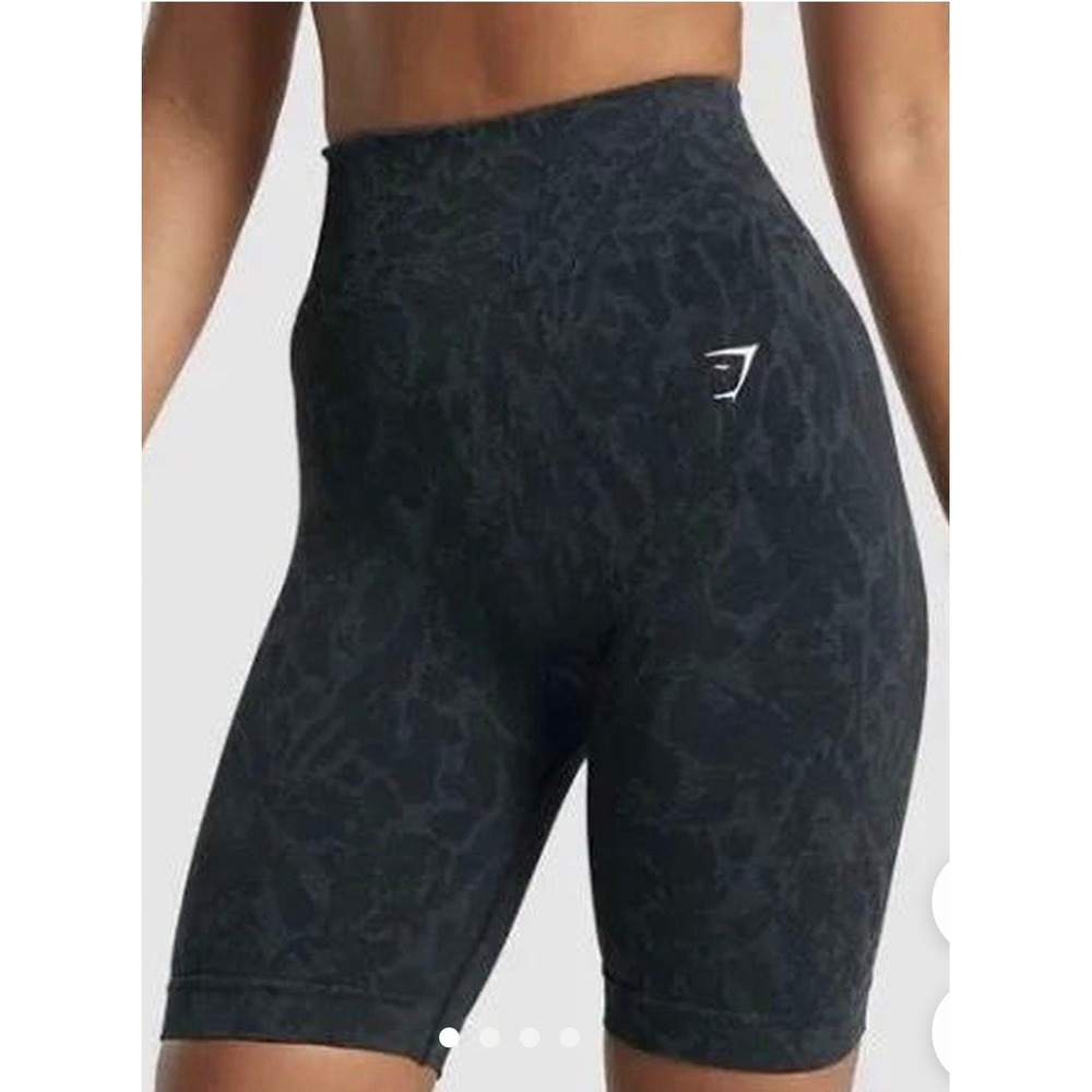 Gymshark Adapt Animal Seamless Cycling Shorts Womens Medium Black Grey Leopard
